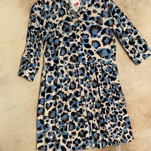 NWT H&M dress blue and brown leopard print dress